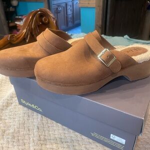 Style & Co. Women's Brown Buckle Mules